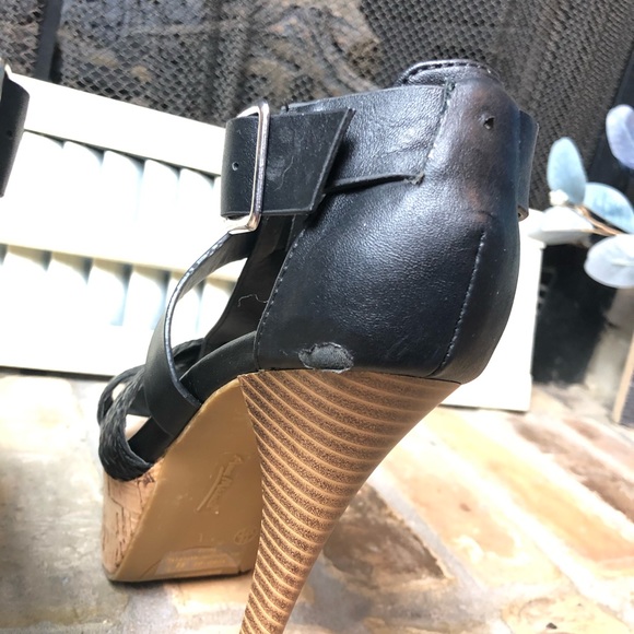 ANNE MICHELLE platform high heels black straps 7.5 - Picture 7 of 11